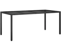 Sodo stalas Juoda 190 x 90 x 75 cm poliratanas