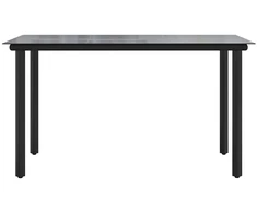 Sodo valgomojo stalas, juodas, 200x100x74cm, plienas ir grūdintas stiklas