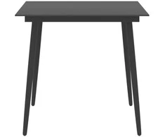 Sodo valgomojo stalas, juodas, 80x80x74cm, plienas ir stiklas