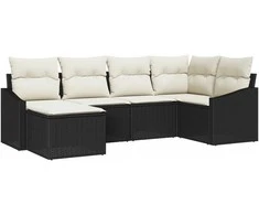 Sodo valgomojo komplektas su pagalve 6 pcs Juoda ir kreminė