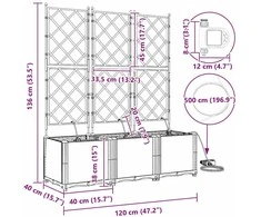 Sodo vazonas 3 vnt. Ruda 120 x 40 x 142 cm PP