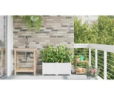 Sodo vazonas 2 vnt. Balta 80 x 40 x 37,5 cm PP