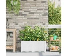 Sodo vazonas 2 pcs Baltas 80 x 40 x 37,5 cm Plastmasė