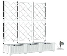 Sodo vazonas 3 pcs Baltas 120 x 40 x 126 cm Plastmasė