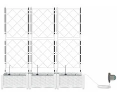 Sodo vazonas 3 vnt. Balta 120 x 40 x 126 cm PP