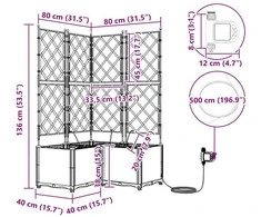 Sodo vazonas 3 vnt. Balta 80 x 80 x 142 cm PP