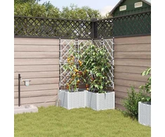 Sodo vazonas 3 pcs Baltas 80 x 80 x 142 cm Plastmasė