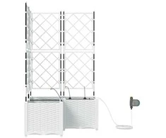 Sodo vazonas 3 pcs Baltas 80 x 80 x 142 cm Plastmasė