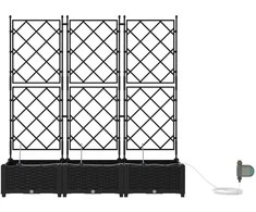 Sodo vazonas 3 pcs Juodas 120 x 40 x 126 cm Plastmasė