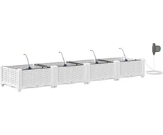 Sodo vazonas 4 pcs Baltas 160 x 40 x 22 cm Plastmasė