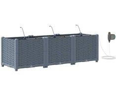 Sodo vazonas 3 pcs Šviesiai Pilka 120 x 40 x 37,5 cm Plastmasė