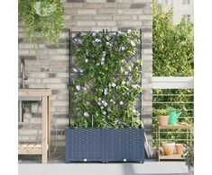 Sodo vazonas 2 pcs Pilka 80 x 40 x 142 cm Plastmasė