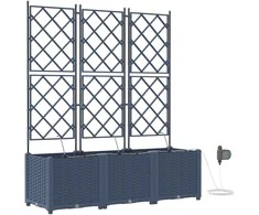 Sodo vazonas 3 pcs Pilka 120 x 40 x 142 cm Plastmasė