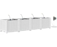 Sodo vazonas 4 pcs Baltas 160 x 40 x 37,5 cm Plastmasė