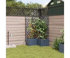 Sodo vazonas 3 pcs Pilka 80 x 80 x 142 cm Plastmasė