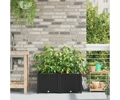 Sodo vazonas 2 pcs Juodas 80 x 40 x 37,5 cm Plastmasė
