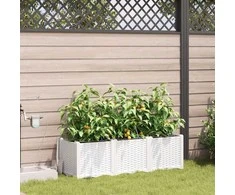 Sodo vazonas 3 pcs Baltas 120 x 40 x 37,5 cm Plastmasė