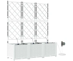 Sodo vazonas 3 pcs Baltas 120 x 40 x 142 cm Plastmasė