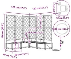 Sodo vazonas 5 vnt. Balta 120 x 120 x 126 cm PP