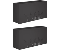 Sodo vazonas 2 vnt. Juoda 100 x 30 x 49 cm