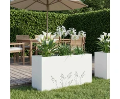 Sodo vazonas Balta 100 x 20 x 49 cm Šaltai valcuotas plienas