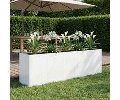 Sodo vazonas Balta 200 x 40 x 60 cm Šaltai valcuotas plienas
