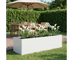 Sodo vazonas Balta 200 x 80 x 60 cm Šaltai valcuotas plienas