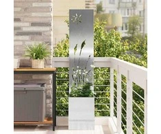 Sodo privatumo ekranas „Fretwork“ Sidabro 32 x 32 x 150 cm