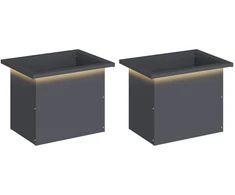 Sodo vazonas su LED 2 vnt. Antracitas 30 x 40 x 30 cm Plienas