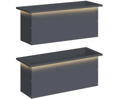 Sodo vazonas su LED 2 vnt. Antracitas 30 x 80 x 30 cm Plienas