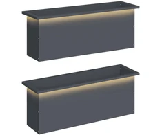 Sodo vazonas su LED 2 vnt. Antracitas 30 x 100 x 30 cm Plienas