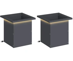 Sodo vazonas su LED 2 vnt. Antracitas 30 x 30 x 30 cm Plienas