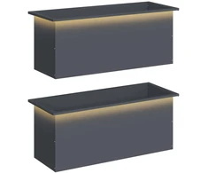 Sodo vazonas su LED 2 vnt. Antracitas 40 x 100 x 40 cm Plienas
