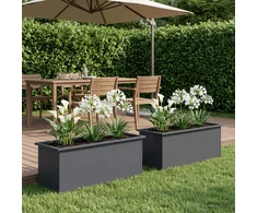 Sodo vazonas su LED 2 vnt. Antracitas 40 x 100 x 40 cm Plienas