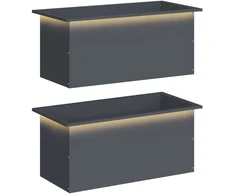 Sodo vazonas su LED 2 vnt. Antracitas 40 x 80 x 40 cm Plienas
