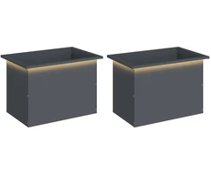Sodo vazonas su LED 2 vnt. Antracitas 40 x 60 x 40 cm Plienas