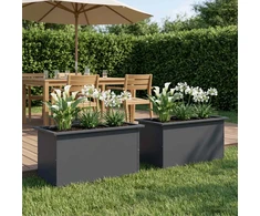 Sodo vazonas su LED 2 vnt. Antracitas 40 x 80 x 40 cm Plienas