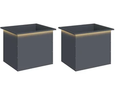 Sodo vazonas su LED 2 vnt. Antracitas 50 x 60 x 48 cm Plienas