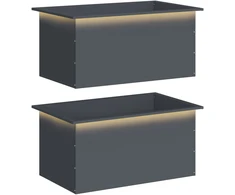 Sodo vazonas su LED 2 vnt. Antracitas 50 x 80 x 48 cm Plienas