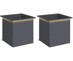 Sodo vazonas su LED 2 vnt. Antracitas 50 x 50 x 48 cm Plienas