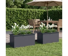 Sodo vazonas su LED 2 vnt. Antracitas 50 x 100 x 48 cm Plienas