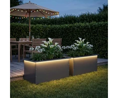 Sodo vazonas su LED 2 vnt. Antracitas 50 x 80 x 48 cm Plienas