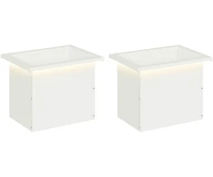 Sodo vazonas su LED 2 vnt. Balta 30 x 40 x 30 cm Plienas