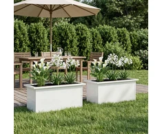 Sodo vazonas su LED 2 vnt. Balta 30 x 60 x 30 cm Plienas