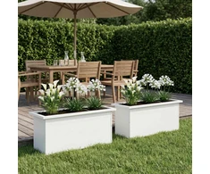 Sodo vazonas su LED 2 vnt. Balta 30 x 80 x 30 cm Plienas