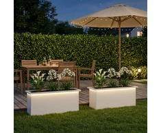 Sodo vazonas su LED 2 vnt. Balta 30 x 80 x 30 cm Plienas