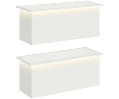 Sodo vazonas su LED 2 vnt. Balta 40 x 100 x 40 cm Plienas