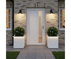Sodo vazonas su LED 2 vnt. Balta 40 x 40 x 40 cm Plienas