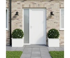 Sodo vazonas su LED 2 vnt. Balta 40 x 60 x 40 cm Plienas