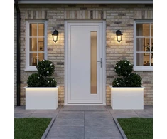 Sodo vazonas su LED 2 vnt. Balta 40 x 60 x 40 cm Plienas